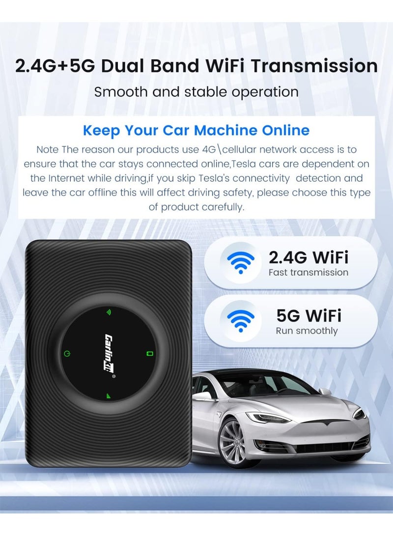 Carlinkit Tesla Wireless Carplay Adapter for Tesla All Cars, Plug&Play, 5G Chip, for iPhone Fastest Speed Wireless Apple Car Play Dongle, Auto Connect, Online Update, USB/Type C 2cables - Image 4
