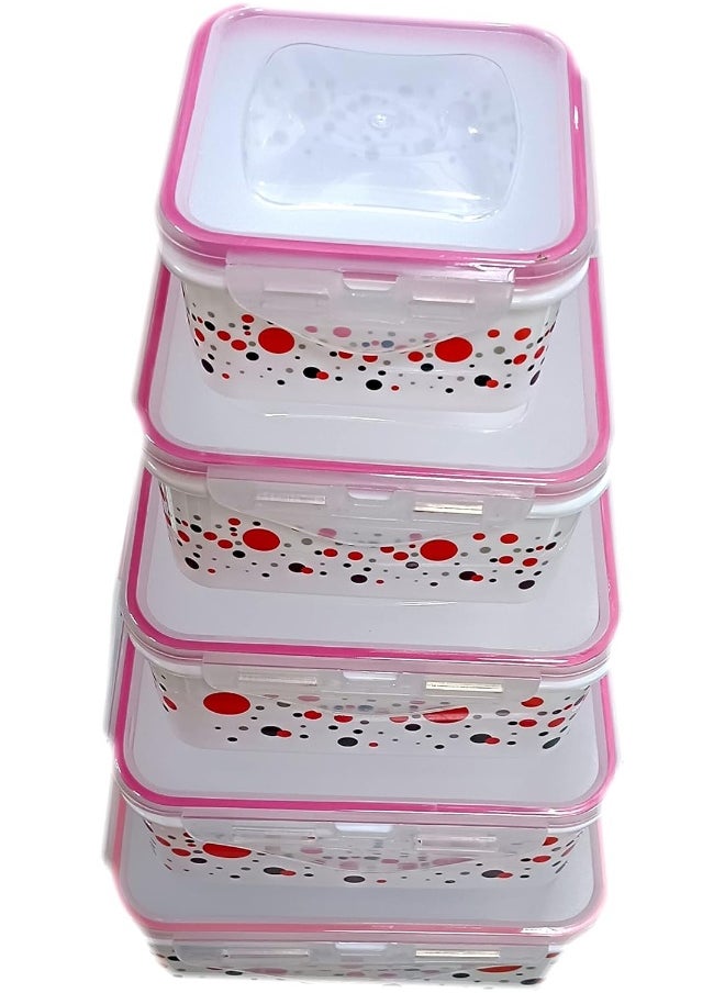 GO2CAMPS Al Madina ALSAQER Food Storage Container Set of 5 Pcs, Kitchen & Refrigerator Storage Sealed Box, White, FC-5  - Image 2