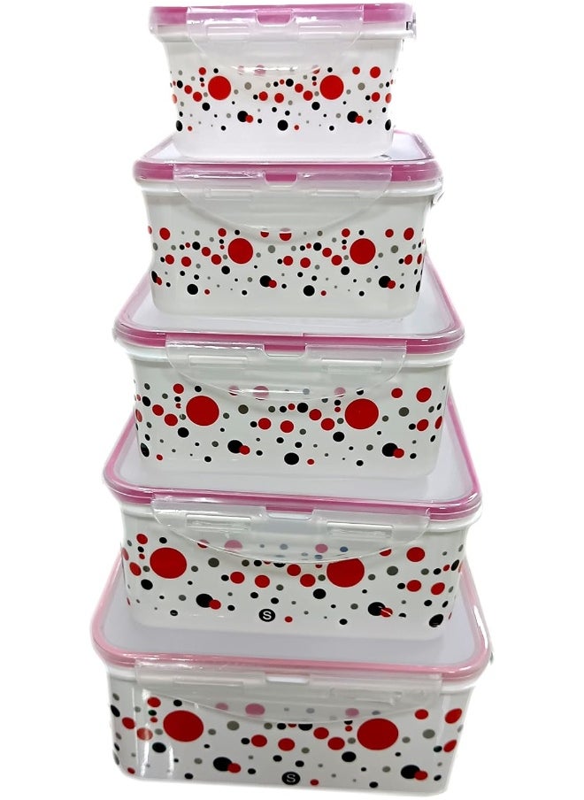 GO2CAMPS Al Madina ALSAQER Food Storage Container Set of 5 Pcs, Kitchen & Refrigerator Storage Sealed Box, White, FC-5  - Image 3