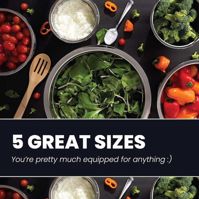 WHYSKO Meal Prep Stainless Steel Mixing Bowls Set Home Refrigerator and Kitchen Food Storage Organizers  Ecofriendly Reusable Heavy Duty White - Image 2