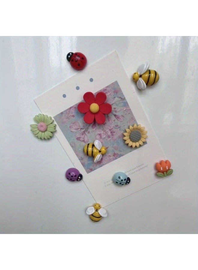 10pcs Cute Flower and Insect Refrigerator Magnets, Cute Decorative Magnets, Personalized Fridge Magnet For Kitchen Office Whiteboard Locker Cabinet And Dishwasher, Kitchen Decoration, Home Decoration  - Image 2