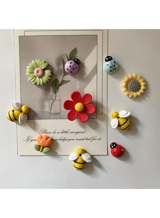 10pcs Cute Flower and Insect Refrigerator Magnets, Cute Decorative Magnets, Personalized Fridge Magnet For Kitchen Office Whiteboard Locker Cabinet And Dishwasher, Kitchen Decoration, Home Decoration  - Image 4