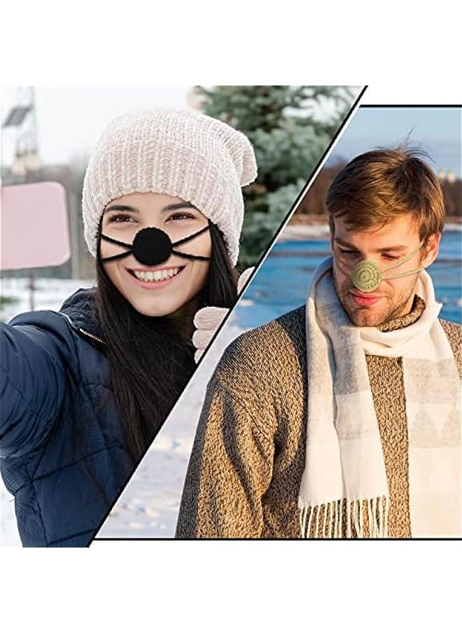 Generic 2 Pcs Winter Nose Warmer Soft Comfort Nose Cover Wool Nose Warmers for Women Men Dust Anti Pollen Air Conditioning (Black, Light Gray)  - Image 3