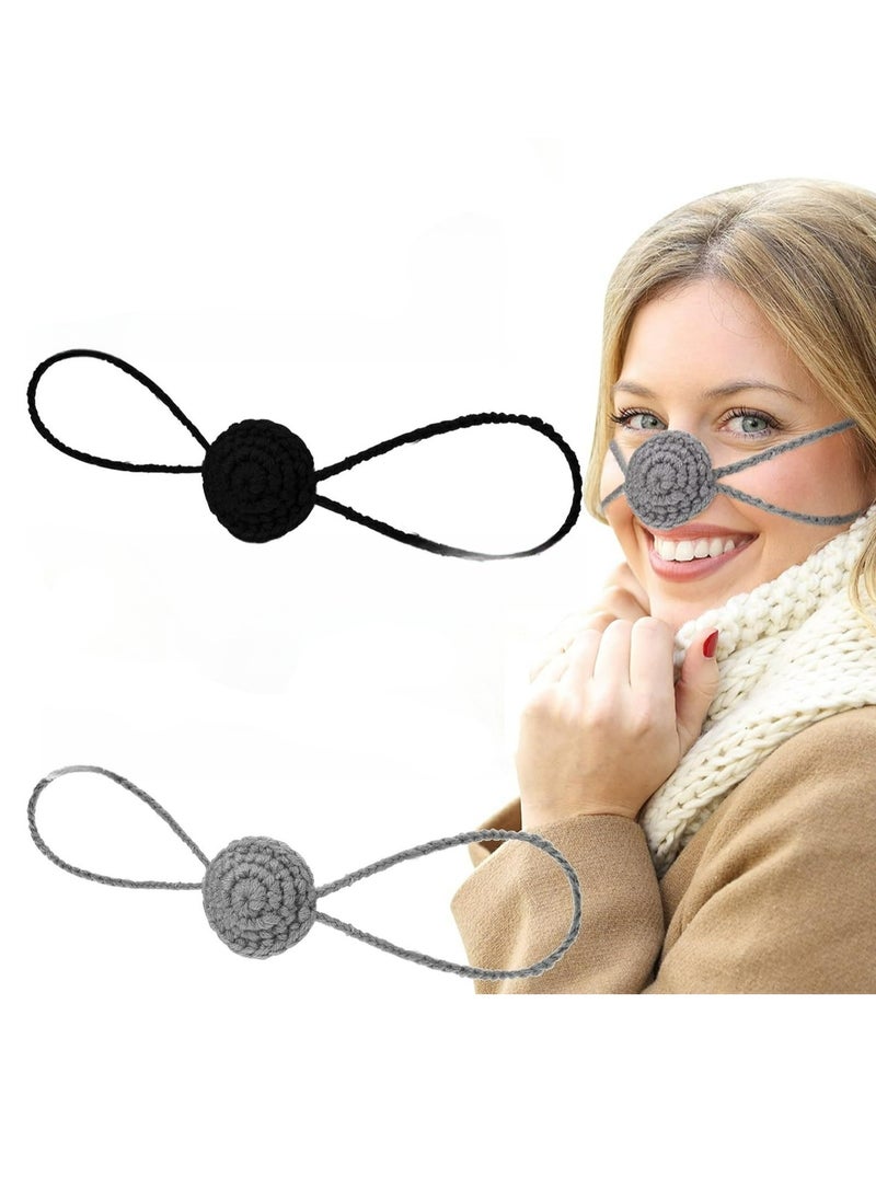Generic 2 Pcs Winter Nose Warmer Soft Comfort Nose Cover Wool Nose Warmers for Women Men Dust Anti Pollen Air Conditioning (Black, Light Gray)  - Image 1