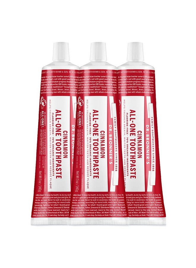 Dr. Bronner's Dr. Bronner’S Allone Toothpaste (Cinnamon, 5 Ounce, 3Pack) 70% Organic Ingredients, Natural And Effective, Fluoridefree, Slsfree, Helps Freshen Breath, Reduce Plaque, Whiten Teeth, Vegan - Image 1