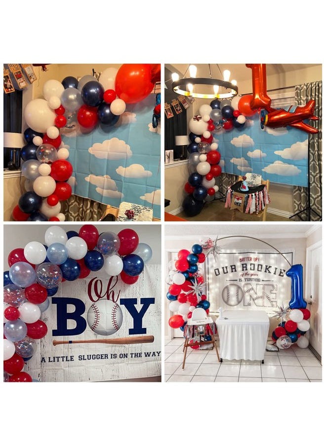 Isndare - Red Blue White Balloons Arch Garland for Baseball Party Decorations Labor Nautical Balloons Navy Pearl Light Blue Latex Balloon for Superhero Birthday Britain Sporting 4th of July Independence Day - Image 1
