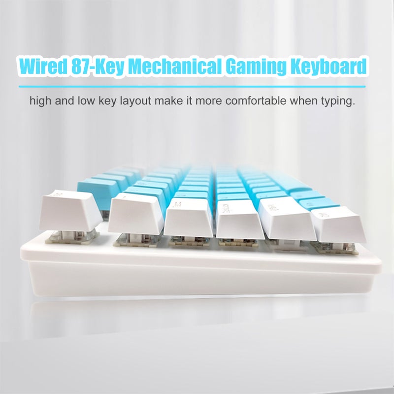 Mechanical Keyboard: 87 Keys Compact Design, Rainbow Backlit, Red Switch - Two-Color Injection Molding Keycaps, Ergonomic Layout for Gaming & Daily Typing - Image 3