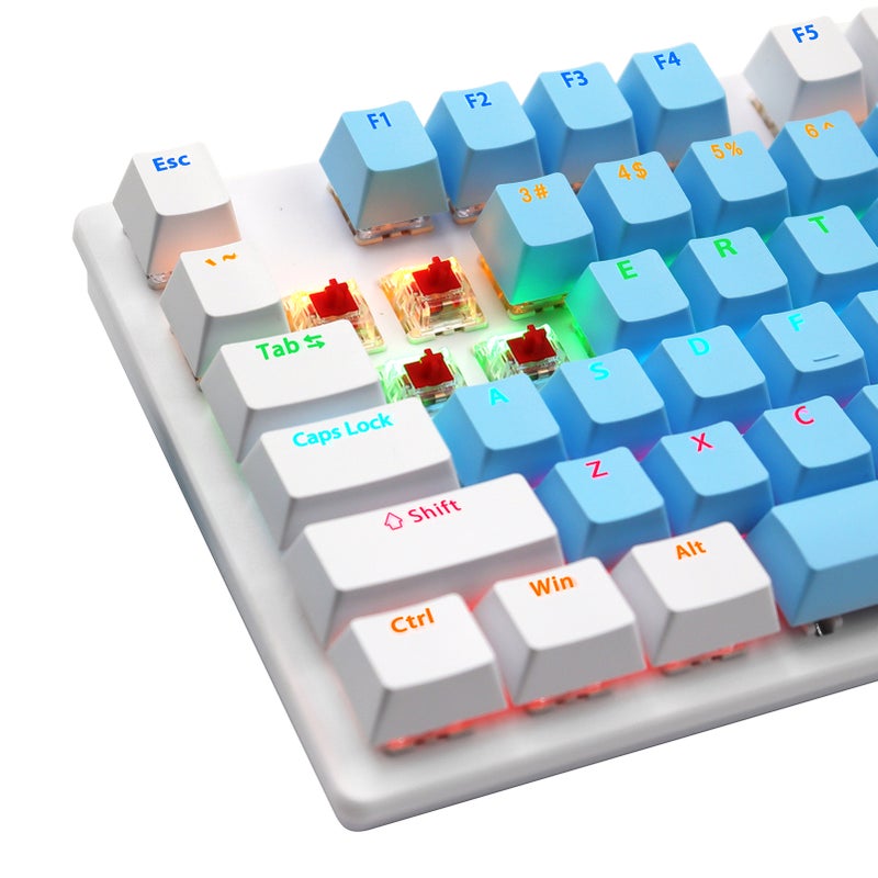 Mechanical Keyboard: 87 Keys Compact Design, Rainbow Backlit, Red Switch - Two-Color Injection Molding Keycaps, Ergonomic Layout for Gaming & Daily Typing - Image 4