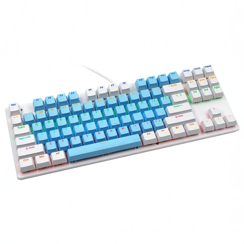 Mechanical Keyboard: 87 Keys Compact Design, Rainbow Backlit, Red Switch - Two-Color Injection Molding Keycaps, Ergonomic Layout for Gaming & Daily Typing - Image 1