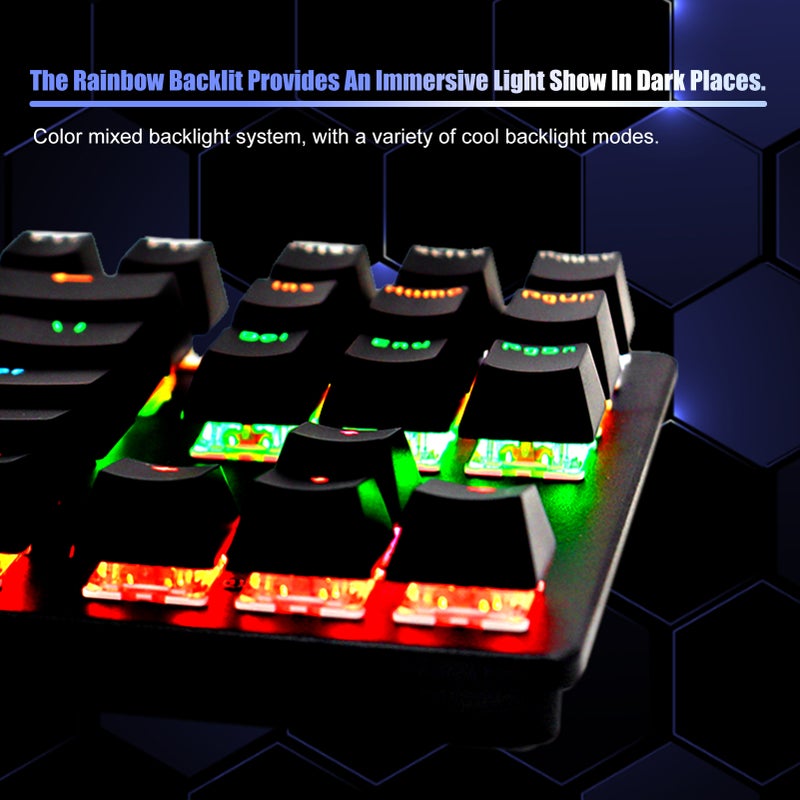 Mechanical Keyboard: 87 Keys Compact Design, Rainbow Backlit, Red Switch - Two-Color Injection Molding Keycaps, Ergonomic Layout for Gaming & Daily Typing - Image 2
