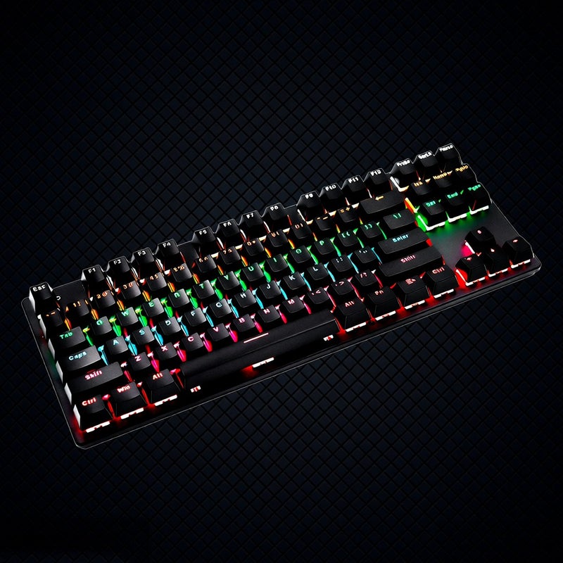 Mechanical Keyboard: 87 Keys Compact Design, Rainbow Backlit, Red Switch - Two-Color Injection Molding Keycaps, Ergonomic Layout for Gaming & Daily Typing - Image 5