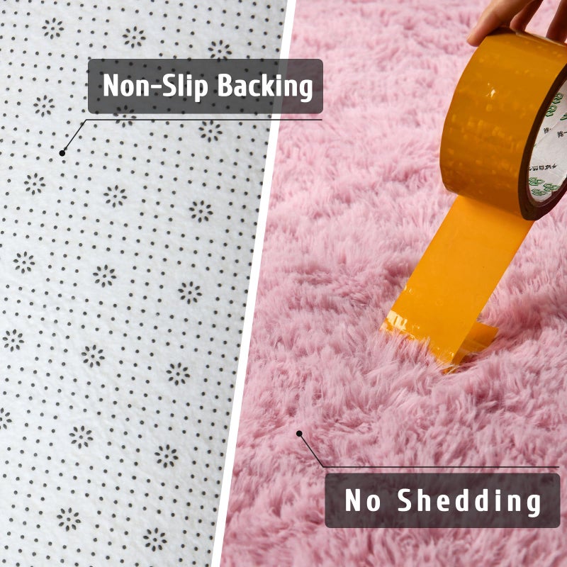 DweIke Fluffy Shaggy Area Rug, Pink Plush Rugs for Living Room Bedroom, Soft Carpets for Kids Girls Boys Room, Extra Large Fuzzy Rug, Upgrade Non-Slip Rugs, 6 ft X 9 ft, Pink - Image 5