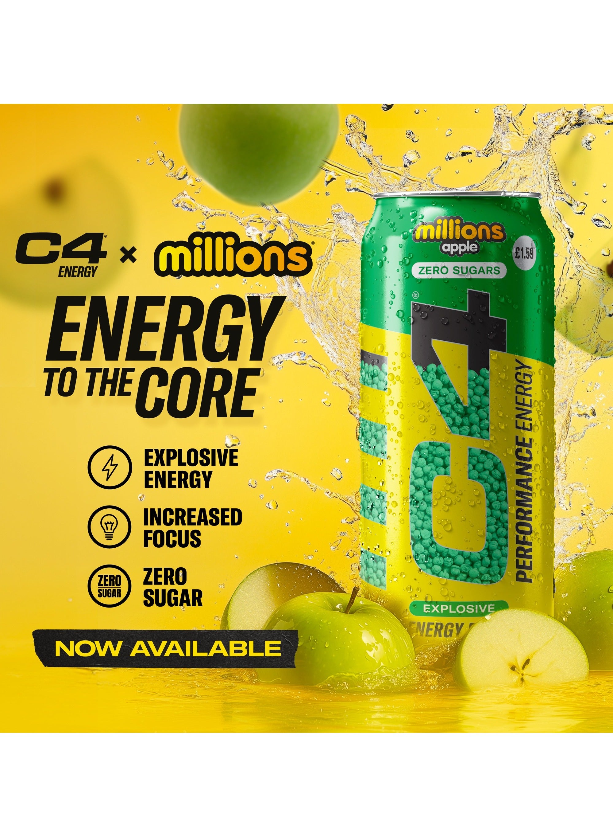 Buy C4 Millions Apple Zero Sugar Energy Drink Online | 15