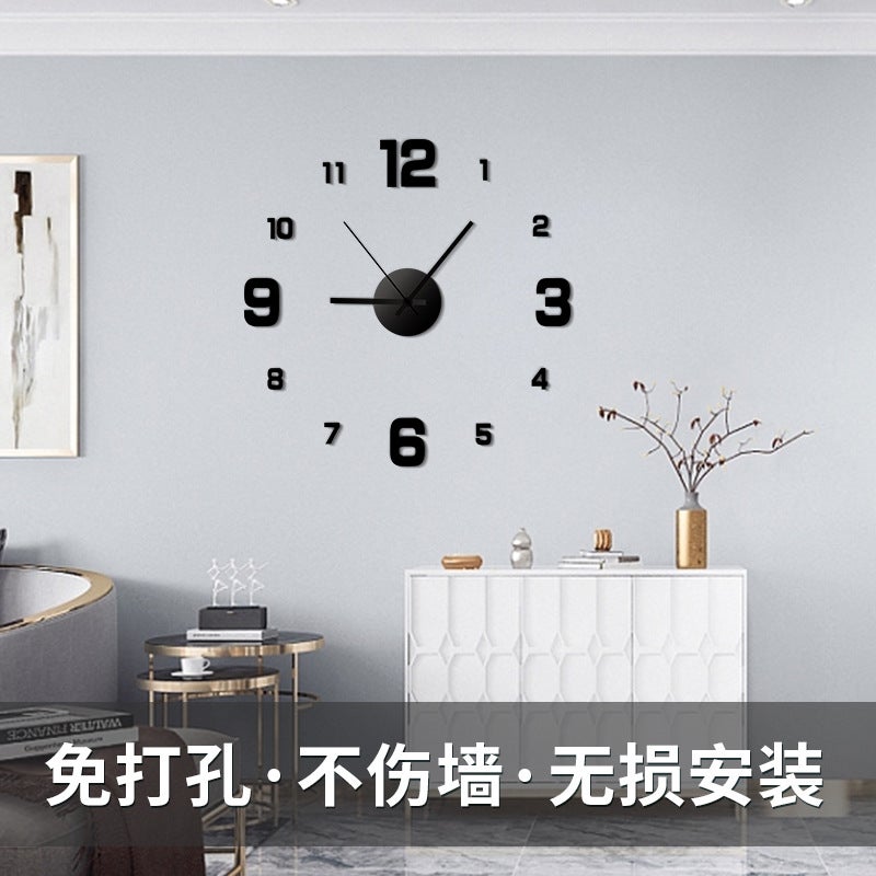 Luminous Watch Creative Clock Simple Wall Hanging Clock Wall Punch-Free Living Room Home Bedroom Wall Sticker Silent Clock - Image 3