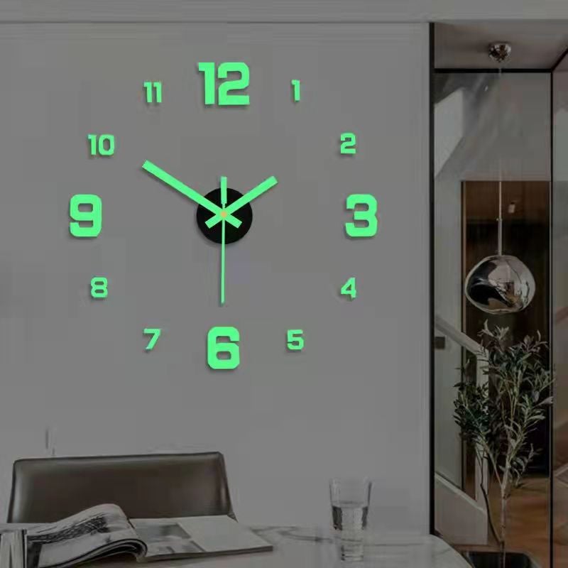 Luminous Watch Creative Clock Simple Wall Hanging Clock Wall Punch-Free Living Room Home Bedroom Wall Sticker Silent Clock - Image 2