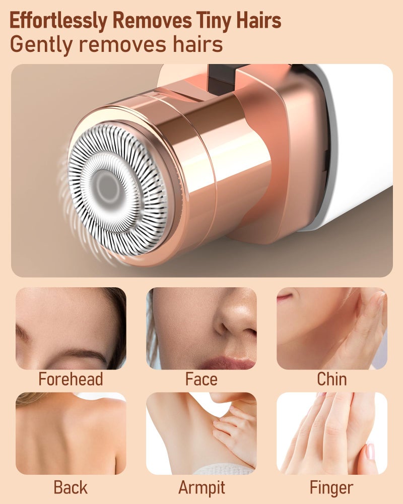 مزيل شعر الحواجب والوجه للنساء: 2 في 1 قابلة لإعادة الشحن لإزالة شعر الوجه وتشذيب الحواجب، ماكينة حلاقة للوجه غير مؤلمة للنساء مع ضوء LED مدمج - جهاز إزالة شعر الوجه والشفاه العلوية - Image 5