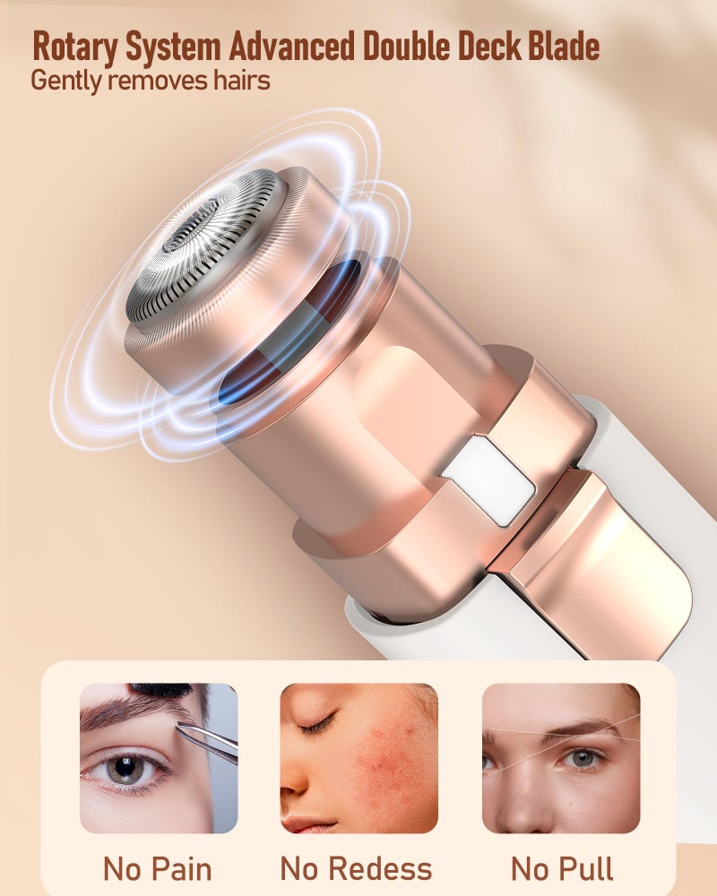 مزيل شعر الحواجب والوجه للنساء: 2 في 1 قابلة لإعادة الشحن لإزالة شعر الوجه وتشذيب الحواجب، ماكينة حلاقة للوجه غير مؤلمة للنساء مع ضوء LED مدمج - جهاز إزالة شعر الوجه والشفاه العلوية - Image 3