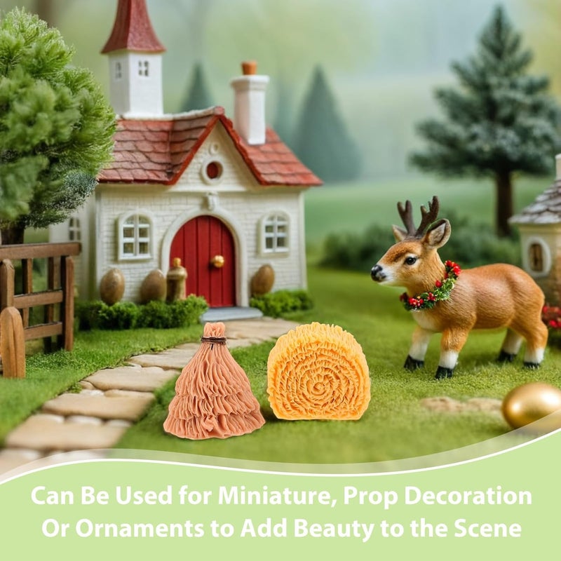 PRETYZOOM 40pcs Miniature Hay Bales: Mini Haystack Decoration DIY Accessories - Fake Straw Hay for Dollhouse Autumn Harvest Table Craft Display - Image 3