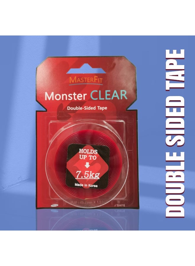 MASTERFIT Clear Double Sided Tape Heavy Duty Transparent Mounting Tape Strong Adhesive 7.5kg Hold - Image 5