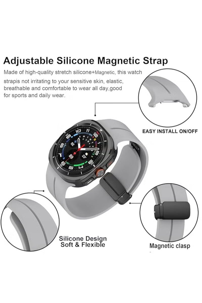 UMIXPRO Magnetic Band Compatible with Samsung Galaxy Watch 7 Ultra 2024 Strap Magnetic D Buckle Replacement Band No Gap Silicone Sports Strap for Samsung Galaxy Watch 7 Ultra Men Women - Image 4