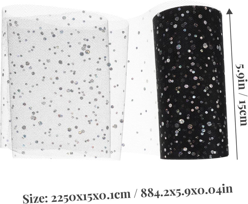 Lurrose 1roll Decorative Tulle Ribbon Roll Yards of Glitter Tulle Netting for Crafts Wedding Birthday and Holiday Decorations Mesh Fabric for Elegant Ornaments - Image 2