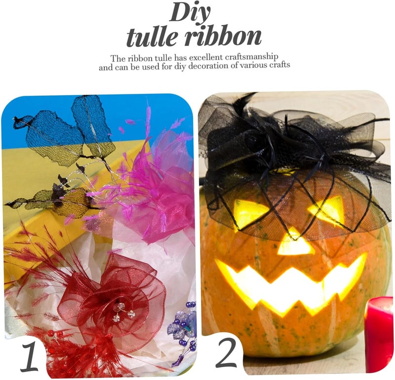 Lurrose 1roll Decorative Tulle Ribbon Roll Yards of Glitter Tulle Netting for Crafts Wedding Birthday and Holiday Decorations Mesh Fabric for Elegant Ornaments - Image 3