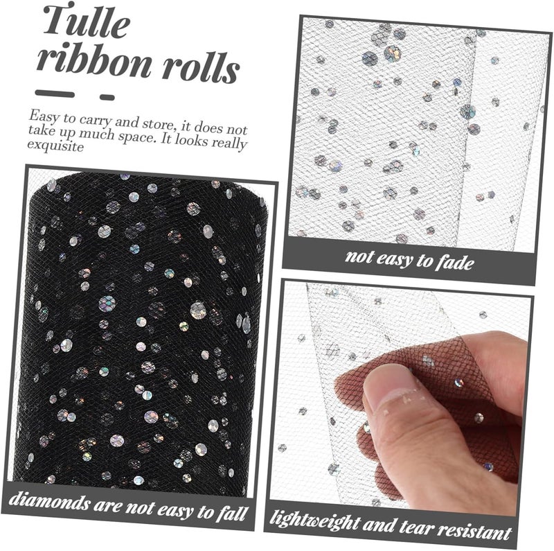 Lurrose 1roll Decorative Tulle Ribbon Roll Yards of Glitter Tulle Netting for Crafts Wedding Birthday and Holiday Decorations Mesh Fabric for Elegant Ornaments - Image 4