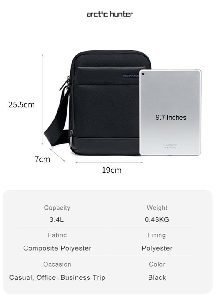 ARCTIC HUNTER Crossbody Sling Bag, Work Office Messenger Bag for Men, Black  - Image 3