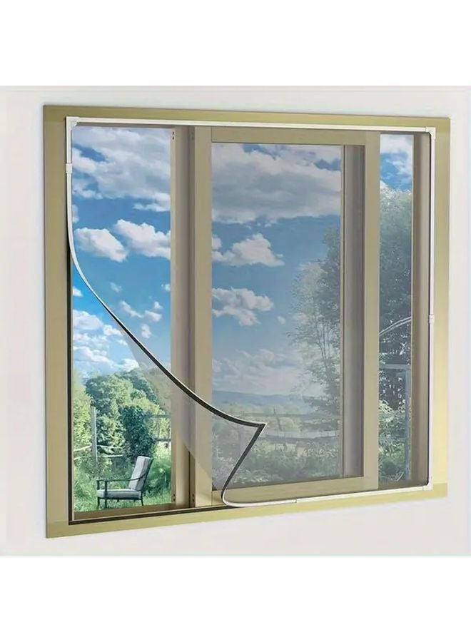 White Frame Magnetic Window Screen 140x160cm No Drill Self Adhesive Mosquito Net - Image 1