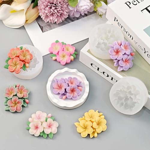 ZQYSING Plumeria Flower Silicone Molds, Plumeria Floral Molds for Candle Wax Making Handmade Soap Aromatherapy Gypsum Polymer Clay Craft Decoration Fondant Mold - Image 3