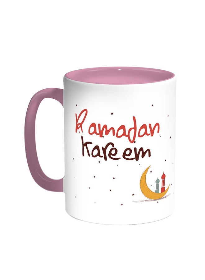 RYN Ramadan Kareem Printed Coffee Mug Pink/White 11ounce