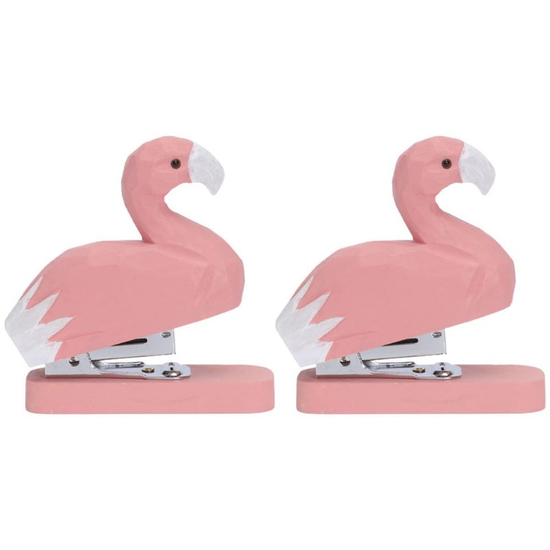 Pink Wooden Flamingo Mini Stapler Cute Desktop Office Supply For School Classroom - Image 2