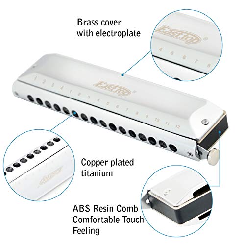 East top 16 Holes 64 Tonse Chromatic Harmonica Key of C, Chromatic Mouth Organ Harmonica for Adults, Professionals and Students (SR) - Image 2