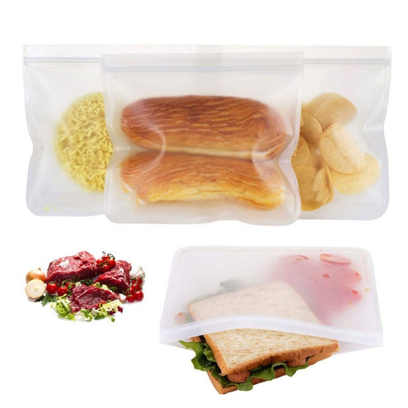 Alyashmac 10 Packs Leakproof Eco-friendly Reusable PEVA Food Storage Bags white 29*2*21.5cm - Image 2
