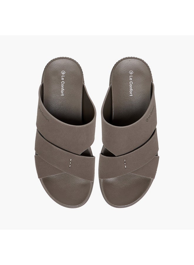 Le Confort Men Textured Slip On Cross-Strap Sandals - Image 3