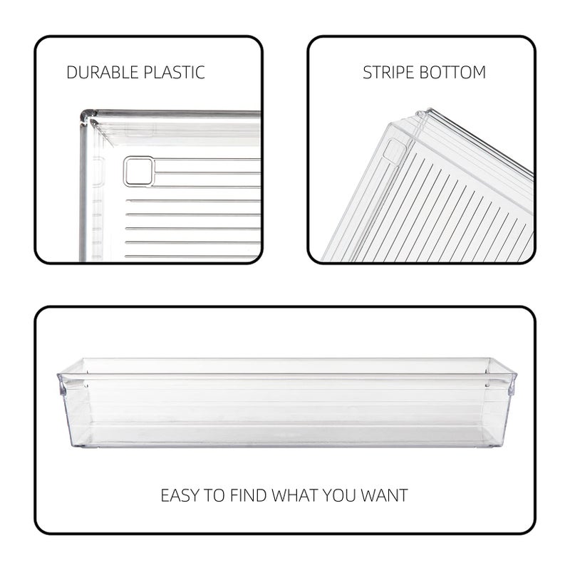 Backerysupply Clear Plastic Drawer Organizer Tray For Vanity Cabinet (12  3  2  Set Of 8) Storage Tray For Makeup  Kitchen Utensils  Jewelries  And Gadgets - Image 5