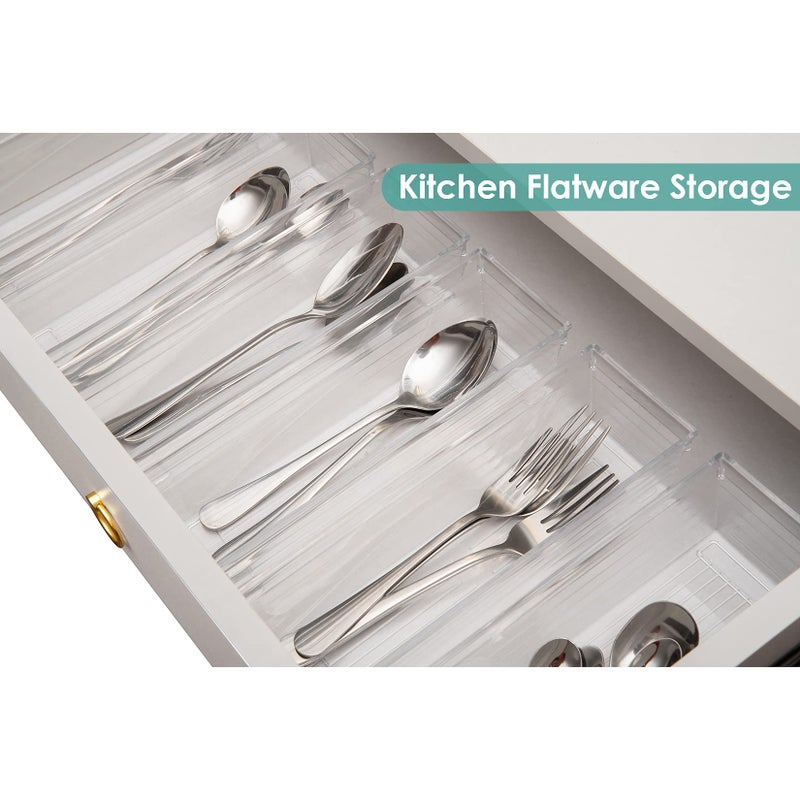 Backerysupply Clear Plastic Drawer Organizer Tray For Vanity Cabinet (12  3  2  Set Of 8) Storage Tray For Makeup  Kitchen Utensils  Jewelries  And Gadgets - Image 3