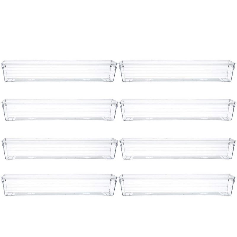 Backerysupply Clear Plastic Drawer Organizer Tray For Vanity Cabinet (12  3  2  Set Of 8) Storage Tray For Makeup  Kitchen Utensils  Jewelries  And Gadgets - Image 1