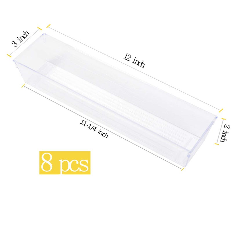 Backerysupply Clear Plastic Drawer Organizer Tray For Vanity Cabinet (12  3  2  Set Of 8) Storage Tray For Makeup  Kitchen Utensils  Jewelries  And Gadgets - Image 2