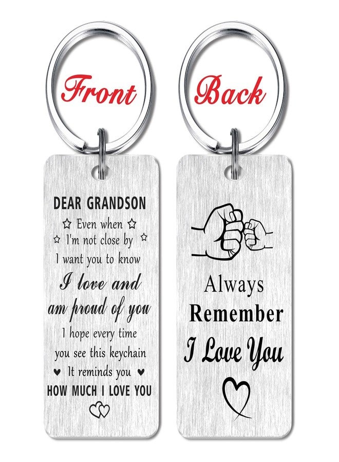 Jzxwan I Love You Grandson Christmas Keychain Gifts, Proud of Grandson Birthday Keychain Present, Unique Key Chain Present from Grandpa Grandma - Image 2