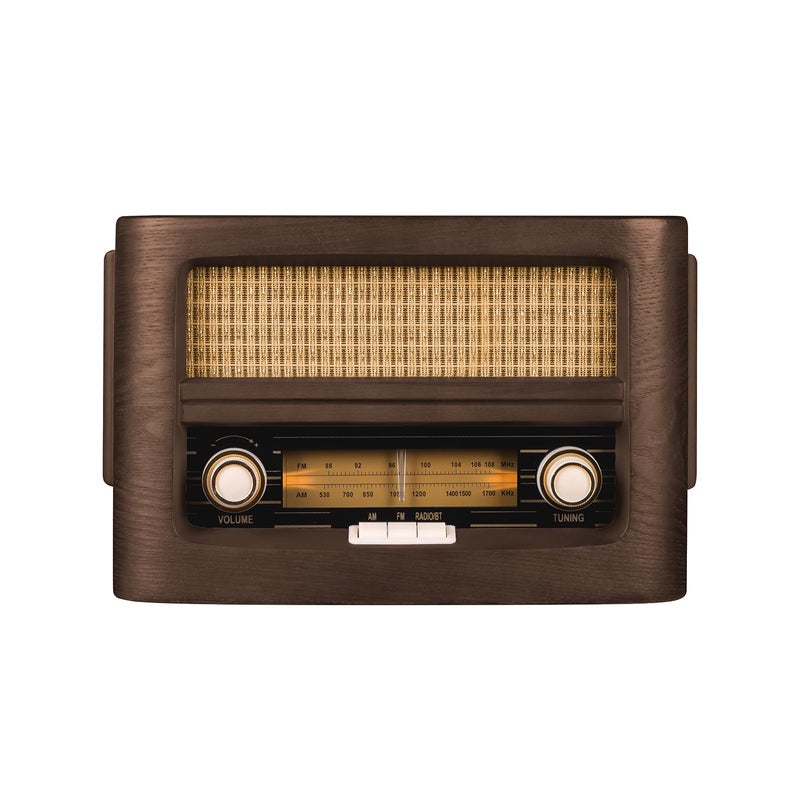 Fuse Vint Vintage Wood Retro Radio | Wireless Charging Pad | AM/FM Radio Speaker with Bluetooth & AUX Input | Mid-Century Modern Design | Handcrafted Ashtree Wood Exterior - Image 2