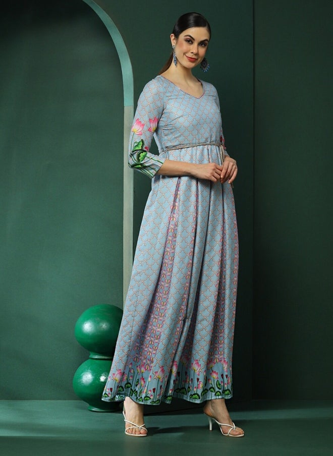 AKS Blue Maxi Dress for Women - Image 3