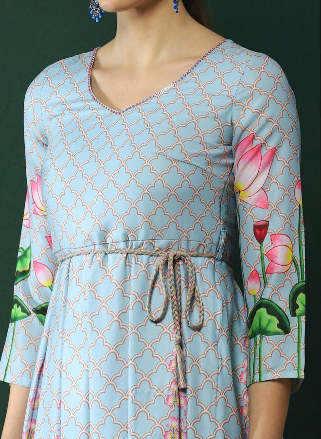 AKS Blue Maxi Dress for Women - Image 2