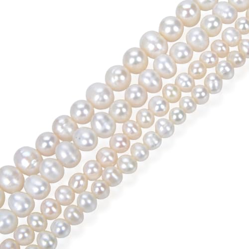 Adabele 1 Strand Real Natural AA Grade Potato Round White Cultured Freshwater Pearl Loose Beads 56mm for Jewelry Craft Making 14 Inch fp156