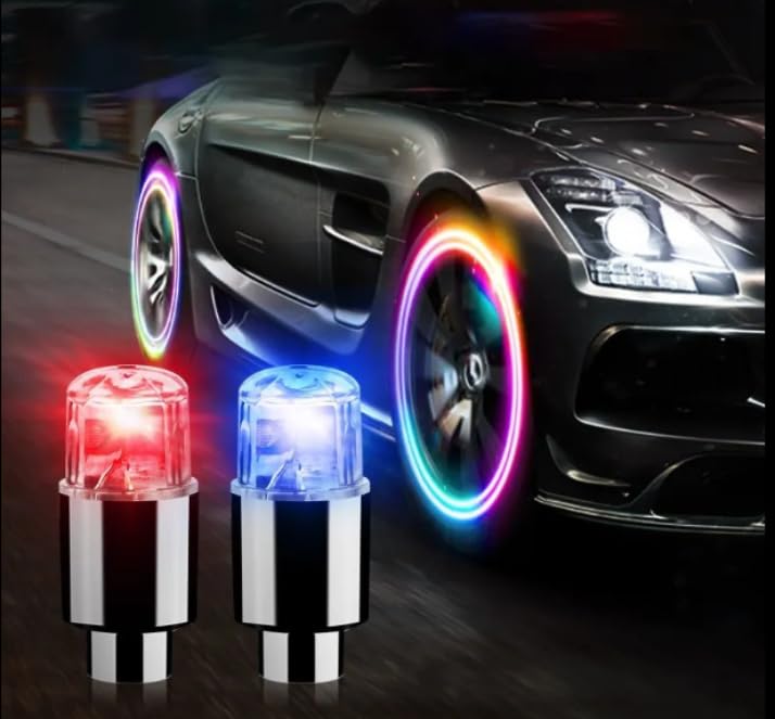 KANZIKA LED Tyre Valve Cap Lights, Multi-Colour Wheel Rim Lights for Cars, 1-Pack Red and Blue (RED) - Image 2