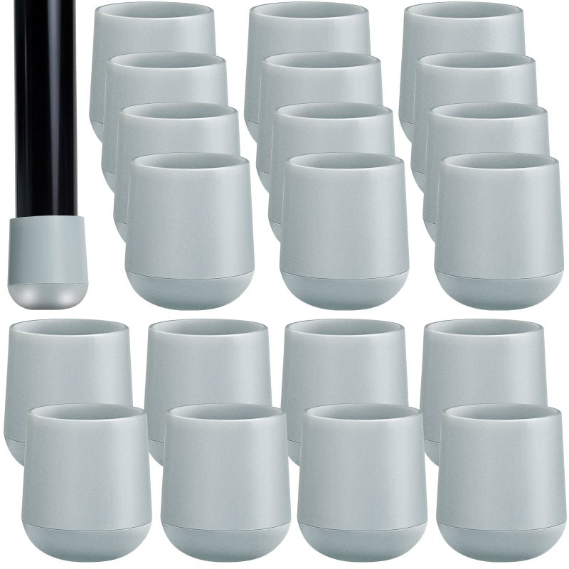 Yulejo 20 Pcs 78 Inch Folding Chair Leg Caps Heavy Duty Plastic Chair End Caps Metal Chair Leg Floor Protectors Plastic Chair Caps for Legs Chair Tips for Furniture Legs Grey 