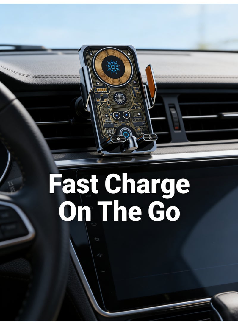 【Long-Distance Companion】Anti-Slip Shockproof Wireless Charging Car Mount | Gravity Sensing Automatic Fixation | Intelligent Heat Dissipation | Fatigue-Free Navigation for Long-Distance Driving - Image 1