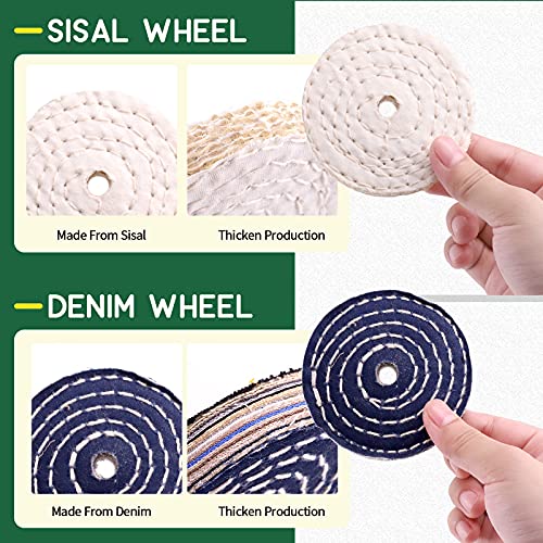 Keadic 8 Pcs 3 Inches Buffing Polishing Wheel Kit 3 pcs Polish Compound, Soft/Fine/Medium/Coarse/Rough Buffer Wheels with 3/8" Arbor Hole Arbor Hole for Bench Grinder - Image 4