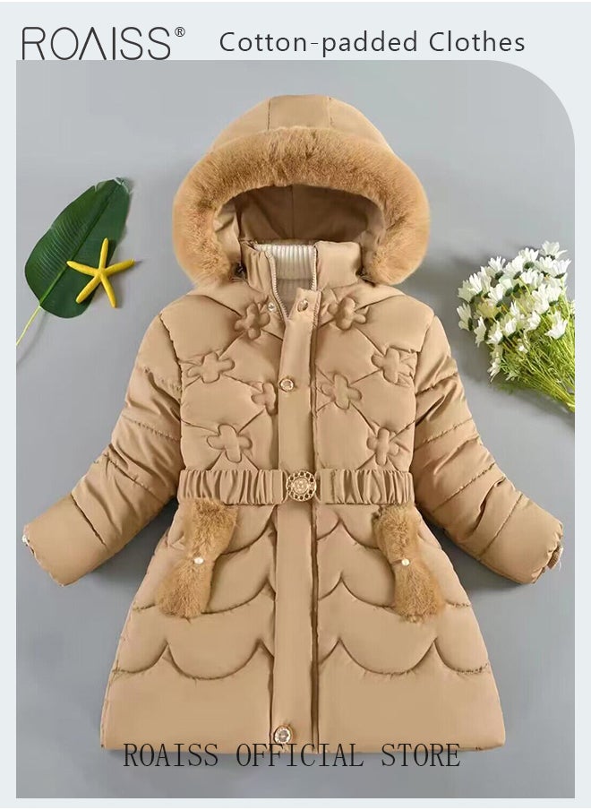 roaiss - Girls Down Parka Little Big Girls Hooded Winter Coat Spring Puffer Jacket Tunic Long Padded Overcoat - Image 1