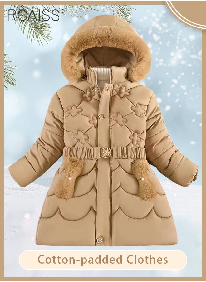 roaiss - Girls Down Parka Little Big Girls Hooded Winter Coat Spring Puffer Jacket Tunic Long Padded Overcoat - Image 1